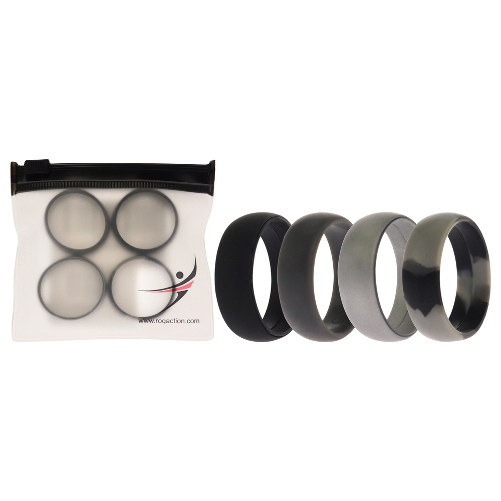 Silicone Wedding Ring - Black-Camo by ROQ for Men - 4 x 15 mm Ring